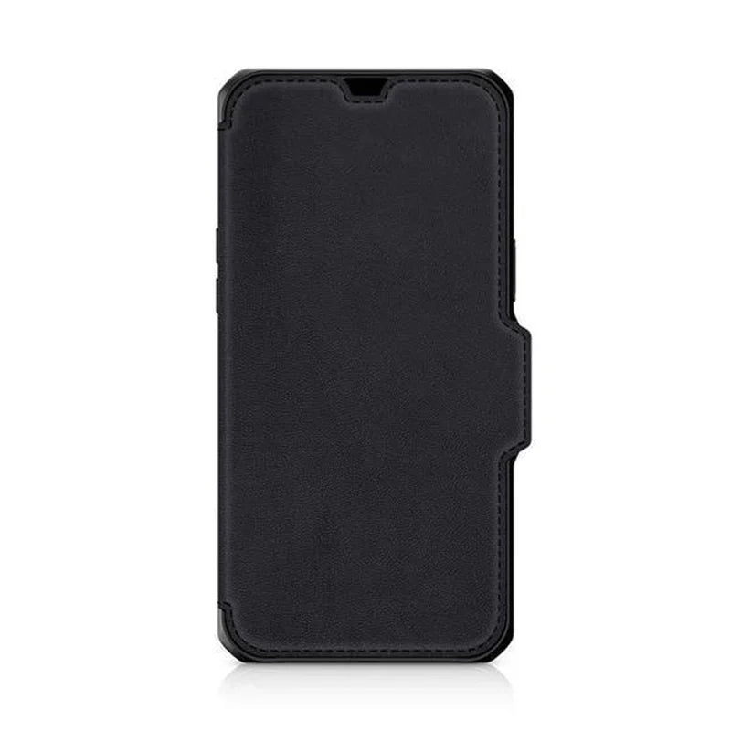 Itskins Hybrid Folio iPhone 13 Pro Max Cover - Black With Real Leather - Tashqila Itskins Hybrid Folio iPhone 13 Pro Max Cover - Black With Real Leather - Tashqila